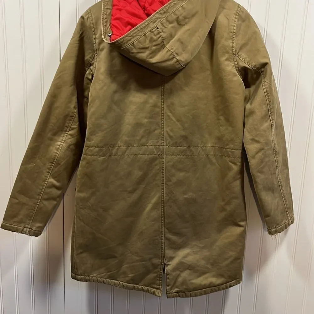 Top shop tan hooded full zip cargo coat
